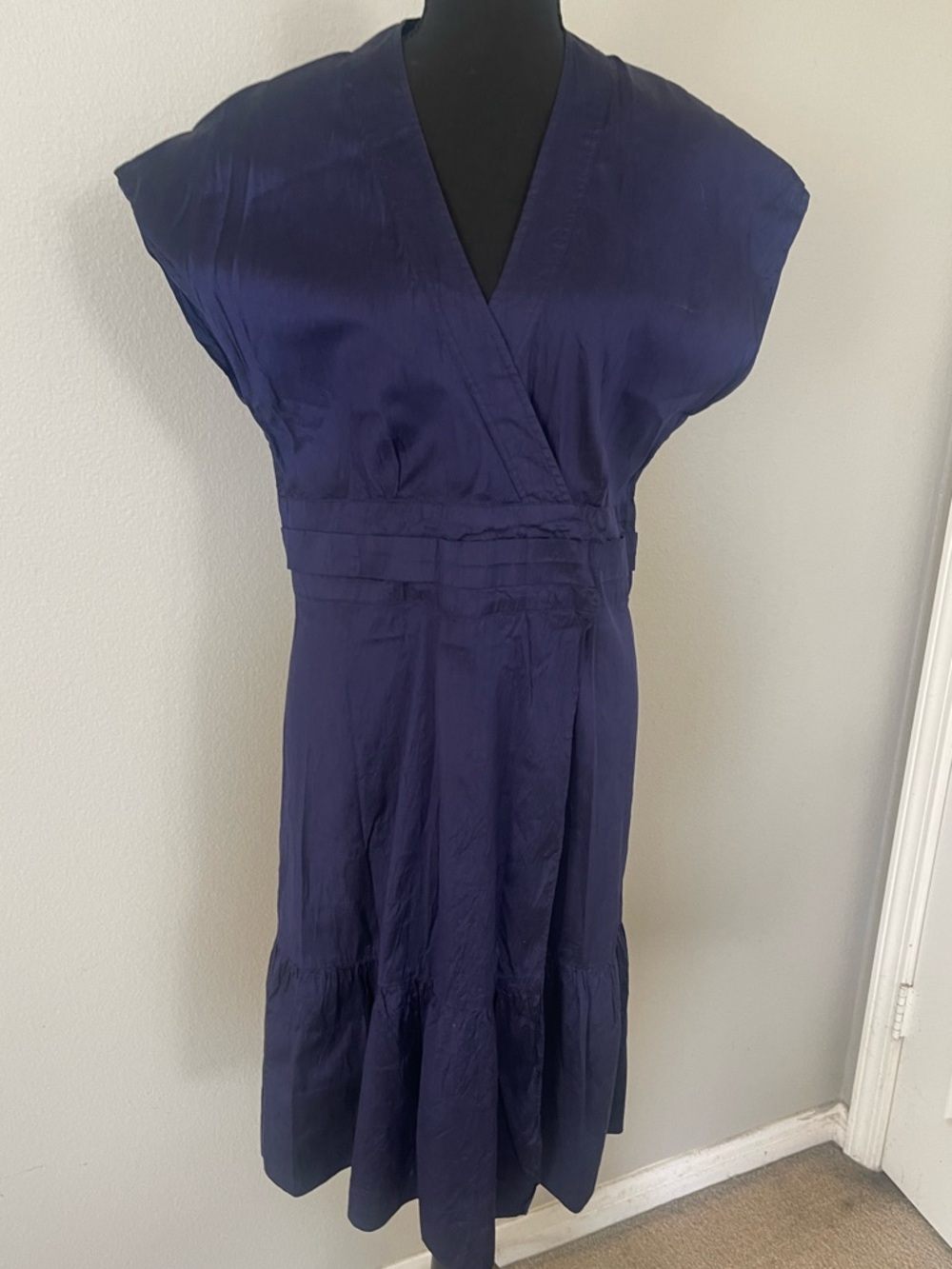 Calypso St. Barth Deep Navy V-Neck Midi Dress